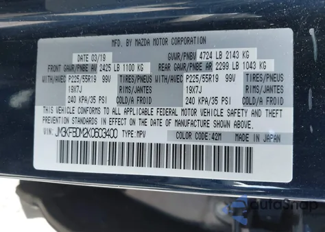 2019 Mazda Cx-5 Grand Touring z USA, uszkodzony, nr VIN JM3KFBDM2K0603400